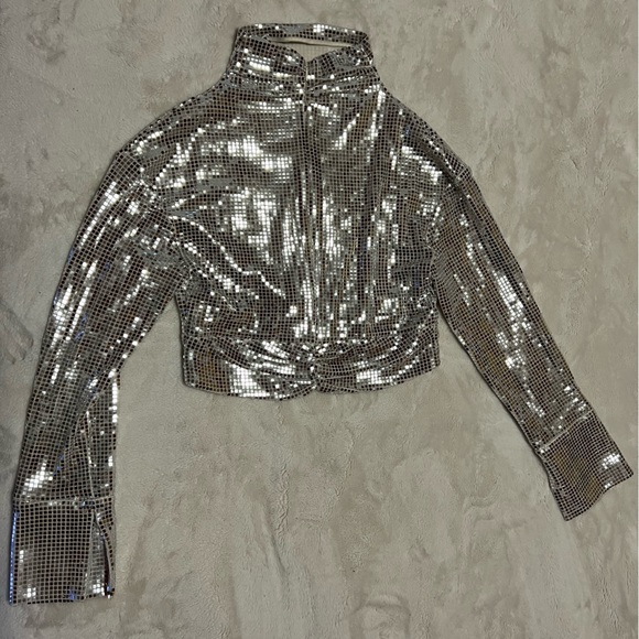 4/$20 - Zara high neck mirror long sleeve top women’s size small - Picture 2 of 12